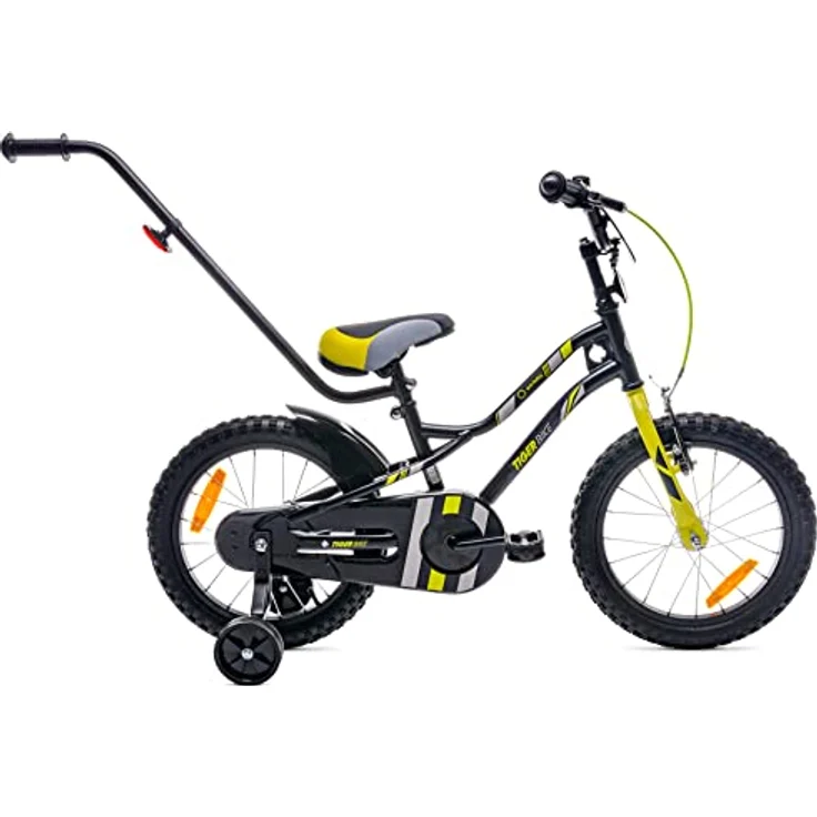 sun baby Jungenfahrrad 16 Zoll Tiger Bike Grün mit Stützrädern und Schubstange, für Kinder 2-6 Jahre, BMX Fahrrad Kinder – Bild 2