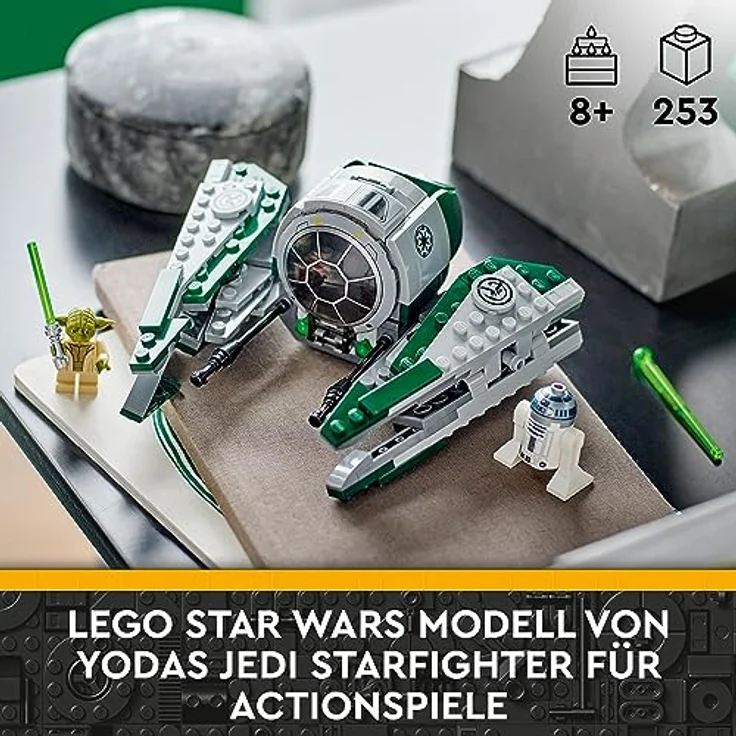 LEGO 75360 Star Wars Yodas Jedi Starfighter Bauspielzeug, Clone Wars Fahrzeug-Set mit Meister Yoda-Minifigur, Lichtschwert und Droide R2-D2-Figur – Bild 2