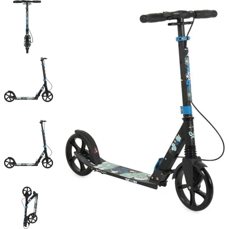 Byox Kinderroller Spooky klappbar, bis 100 kg, mit Bremse und Stoßdämpfer vorne, blau, ABEC-7-Rollen