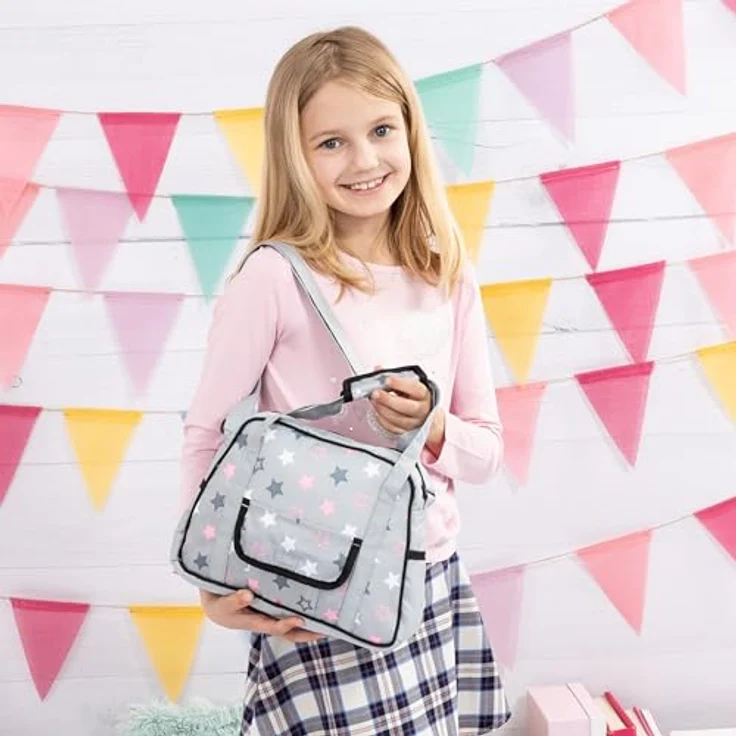 Bayer Design 69007AA Wickeltasche für Puppen mit Winkelunterlage und Stoffwindel, Grau – Bild 5