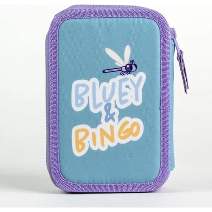 Bluey Federmäppchen gefüllt – Schulmäppchen mit Buntstiften, Filzstiften, Bleistiften und Zubehör, farbenfrohes Design – Bild 2