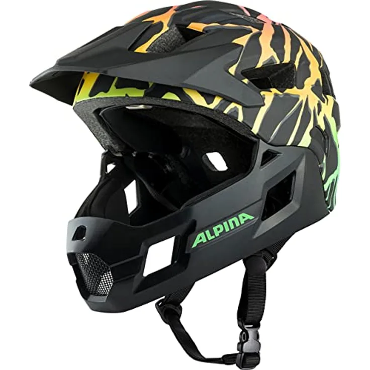 Alpina Unisex-Jugendliche RUPI Fahrradhelm, Fading-Neon Matt, Fullface-Helm mit abnehmbarem Kinnbügel