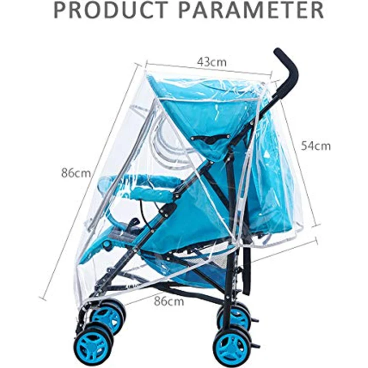 SONARIN Universal Regenschutz für Kinderwagen,Gute Luftzirkulation,Bequemes Kontakt-Fenster,einfache Montage an jedem Kinderwagen – Bild 7