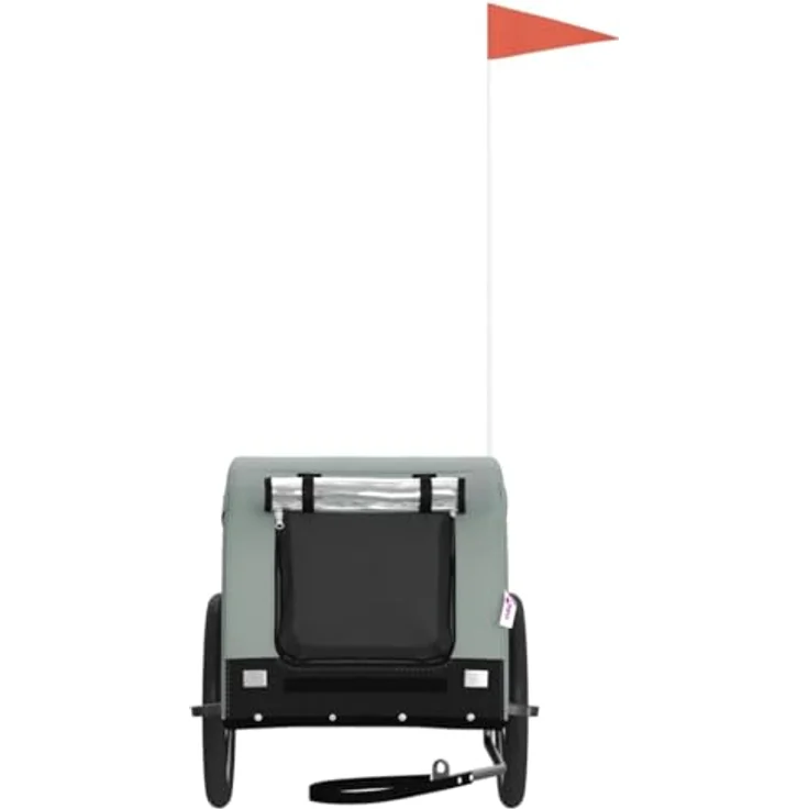 vidaXL Fahrradhundeanhänger Hunde Grau und Schwarz Oxford-Gewebe und Eisen, mit PVC-Fenster und Reflektoren – Bild 6