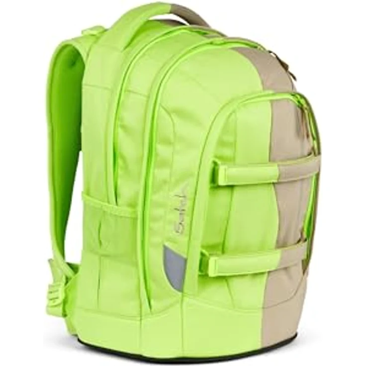 Satch Schulrucksack Pack - Schulrucksack "Think Twice Edition" 45 cm (1-tlg) - Ergonomisch, reflektierend, geräumig - Beige/Cyber Lime – Bild 5