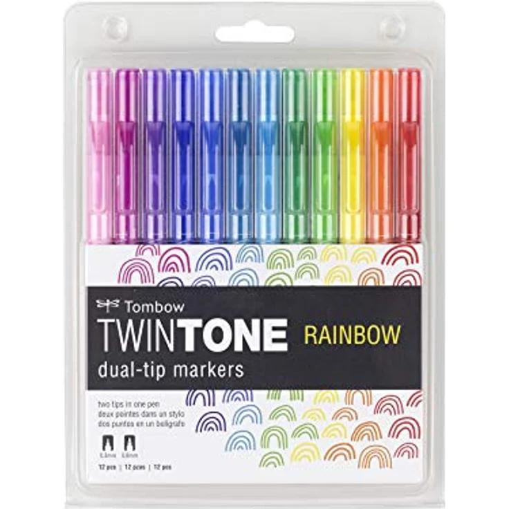 Tombow Twin Tone Filzstifte, 12 Stück, Regenbogenfarben - Ideal für Journaling, Sketchnoting und Lettering – Bild 1
