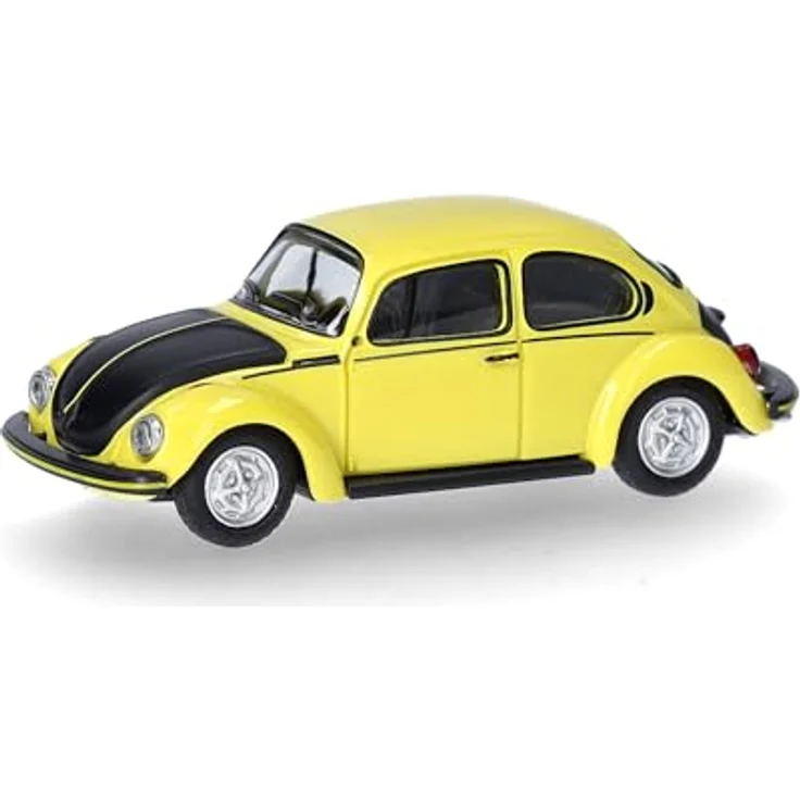 Herpa Volkswagen (VW) Käfer 1303, Miniaturfahrzeug im Maßstab 1:87, gelb-schwarz, Sammlerstück aus Kunststoff, Made in Germany – Bild 1