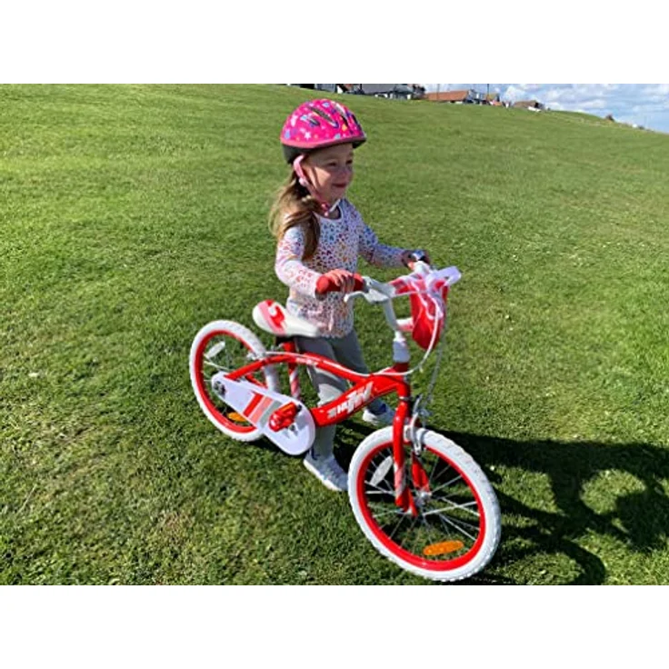 Huffy Mädchen Glimmer 18 Zoll Mädchenfahrrad Rot 6-8 Jahre Leichtes Schnellmontagerad + Stabilisatoren Bike, 45,7 cm – Bild 5