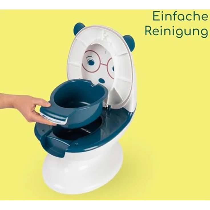 Bebeconfort Mini-Toilette mit Spültaste und realistischen Spülgeräuschen, Blau, für Töpfchentraining mit Spritzschutz und herausnehmbarer Schüssel – Bild 6