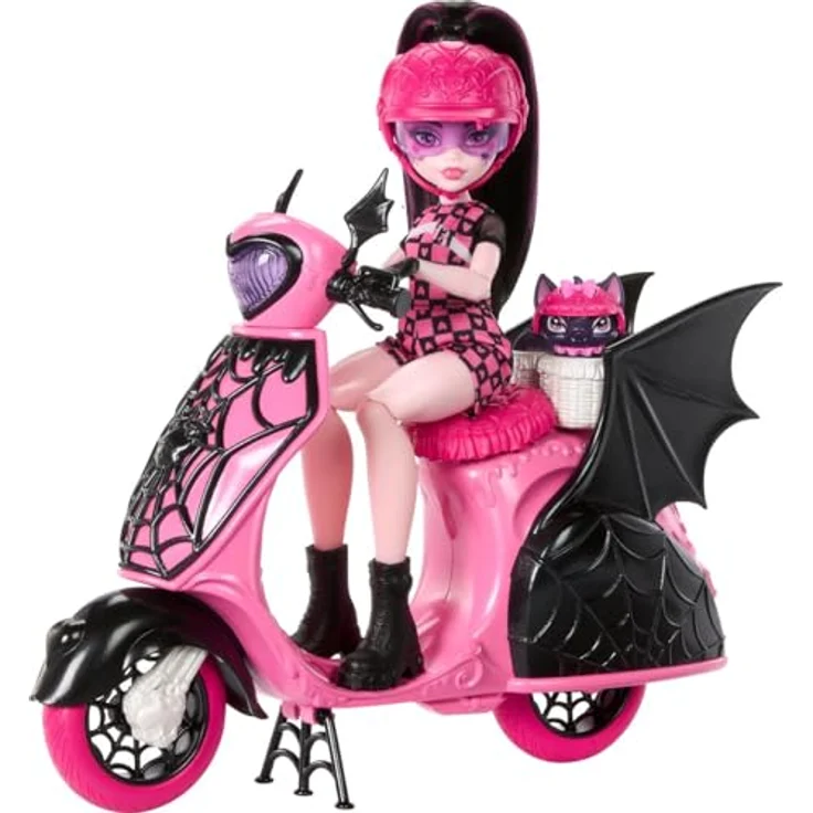 Monster High Draculaura und Sein Monster Scooter hig, Puppen Zubehör mit Vampir-Thema – Bild 3
