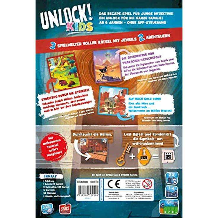 Asmodee Unlock! Kids: Geschichten aus der Vergangenheit, Kinderspiel, Rätselspiel, 1-4 Spieler, Ab 6+ Jahren, 20 Minuten, Deutsch, Mehrfarbig, Bunt - Brettspiel – Bild 3