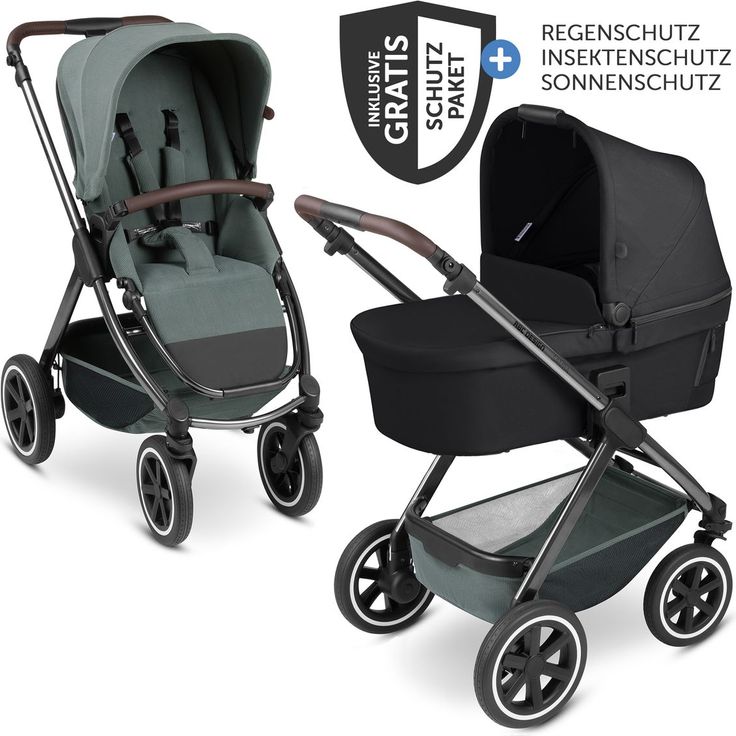 ABC Design Kombi-Kinderwagen Samba 2 in 1, inkl. Babywanne & Sportsitz, pannensichere Luftkammerräder, UV-Schutz 50+, Aloe, mit XXL Zubehörpaket und Gratis Mobilitätsgarantie
