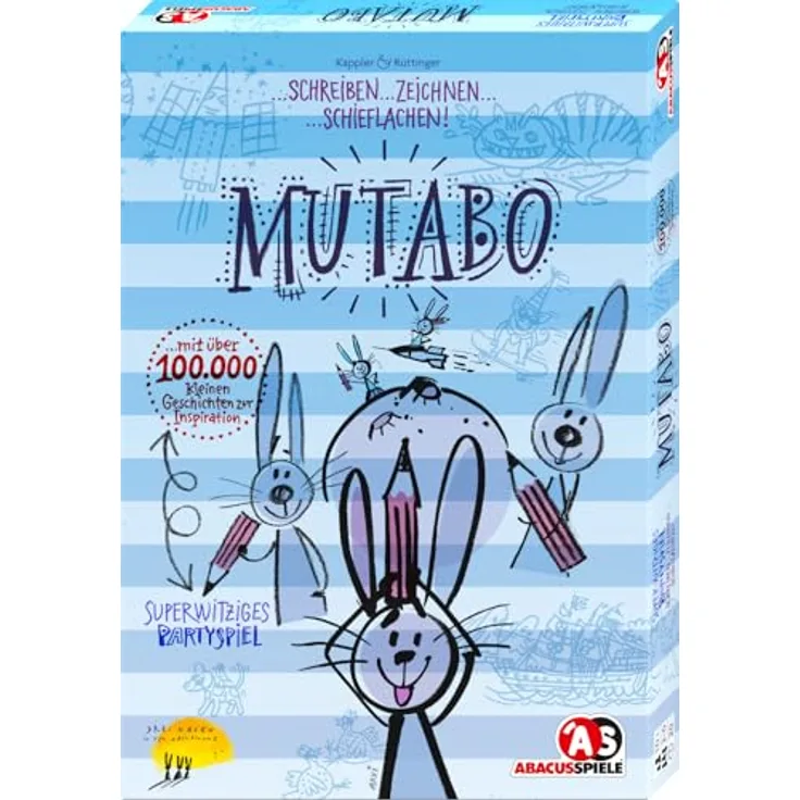 Abacus Mutabo, Brettspiel für 3-6 Spieler, kreative Geschichten mit 110 Karten, Deutsch, 20 Minuten Spieldauer