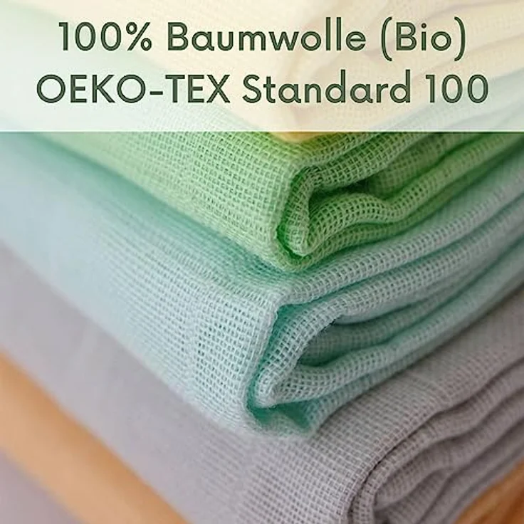 avo + cado Bunte Mulltücher - 100% Biobaumwolle, 80x80 cm, 5 Stück, hochsaugfähiges Tuch, vielseitig als Spucktuch, Stilltuch, Wickelauflage, Pucktuch – Bild 2