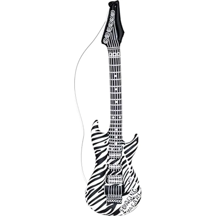 W WIDMANN MILANO Party Fashion 23942, Aufblasbare Gitarre im Zebra Muster, Länge ca. 105 cm, ideal für Karneval und Mottopartys