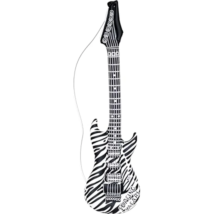 W WIDMANN MILANO Party Fashion 23942, Aufblasbare Gitarre im Zebra Muster, Länge ca. 105 cm, ideal für Karneval und Mottopartys – Bild 1