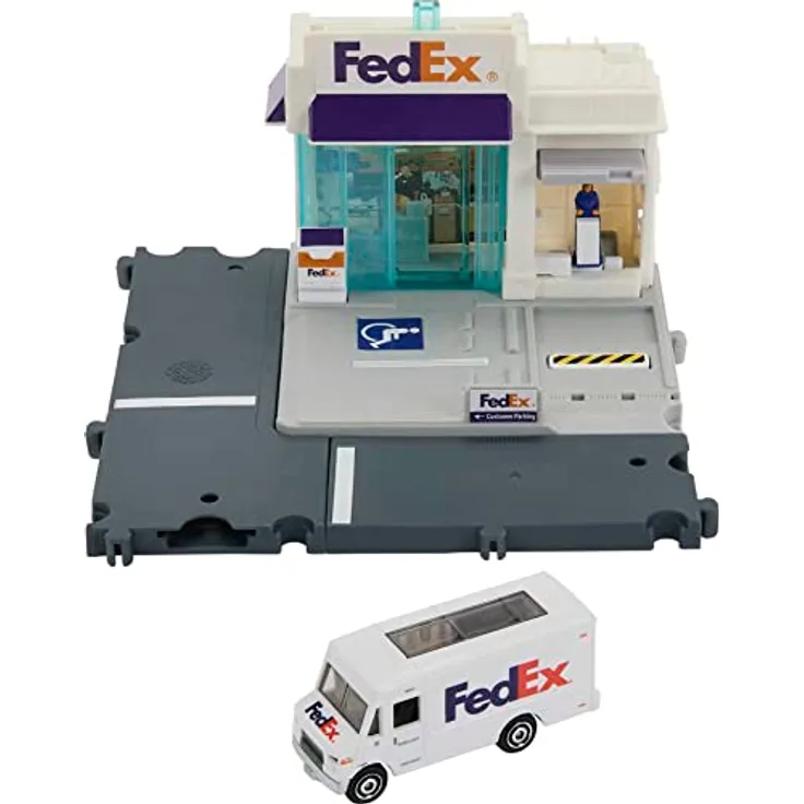 Matchbox MBX FedEx Spielsset, Modellfahrzeug mit detailgetreuen FedEx-Lieferwagen