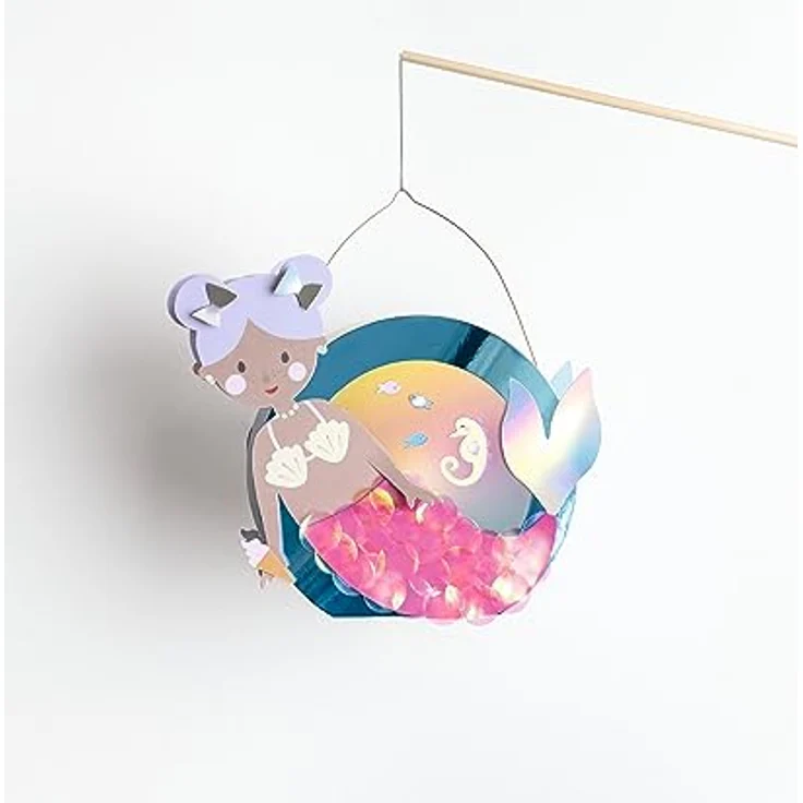folia 94201 - Laternen Bastelset UNDERWATER DREAMS, ca. 10 x 23 x 33 cm - Bastelmaterial für eine Laterne, gestaltbar als Meerjungfrau oder Kugelfisch, Mittel – Bild 3