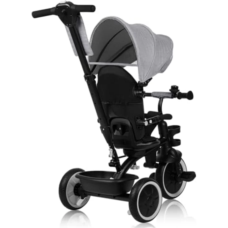 Lionelo Berry Multifunktionales Dreirad und Kinderwagen, PU-Räder, 360° Drehsitz, montierbar ohne Werkzeug – Bild 5