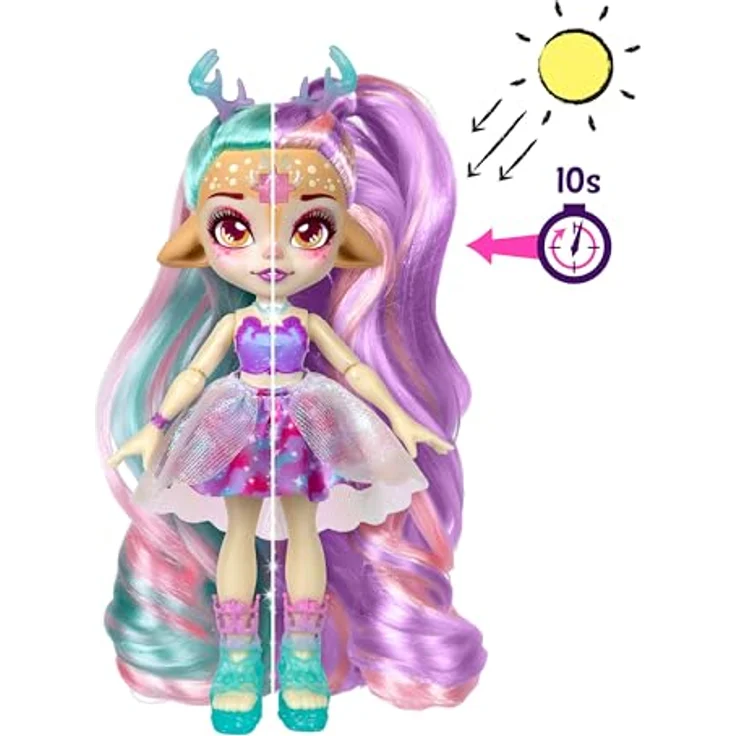 Moose Anziehpuppe Magic MIxies Galaxy Hair Pixling - Deerlee, Ankleidepuppe mit farbwechselndem türkisem zu lila Haar – Bild 4