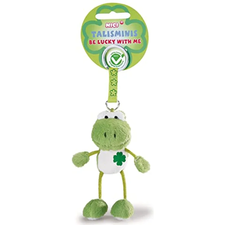 NICI 49388 Schlüsselanhänger Talisminis Frosch 7 cm grün - Kuscheltieranhänger mit Schlüsselring und Glücksbringer Botschaft – Bild 1
