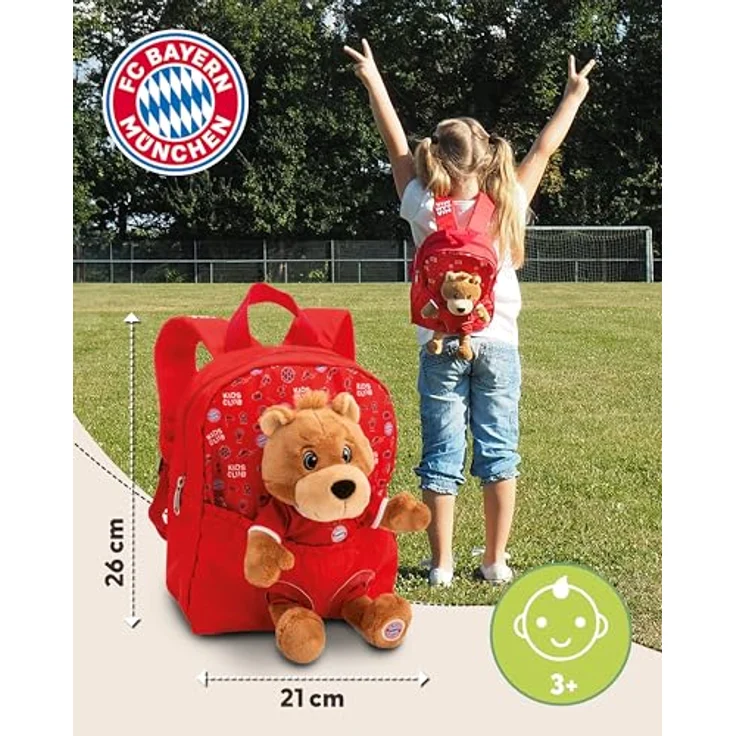 NICI 61617 Kindergartenrucksack mit Plüschtier, 21x26cm, FC Bayern München – Bild 3