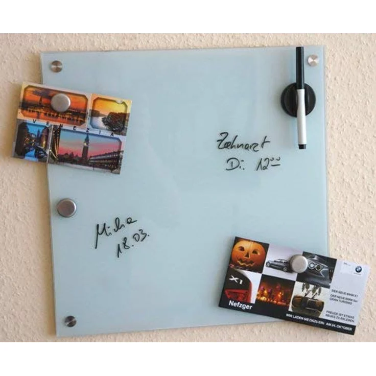 Zeller Present Memoboard, beschreibbare und magnetische Maltafel aus Glas, inkl. Filzstift und starke Magnete – Bild 3
