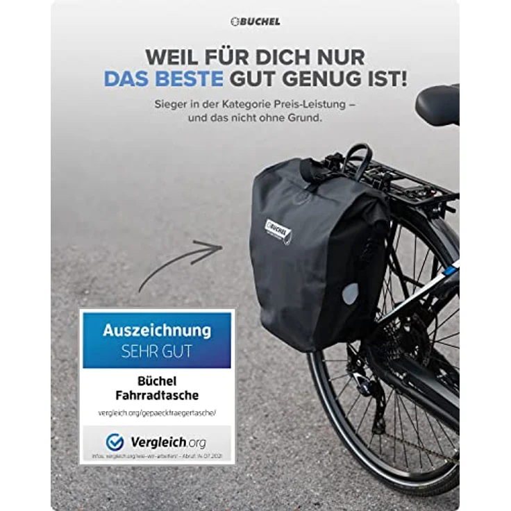 Büchel Fahrradtasche für Gepäckträger I 25.4 L - 100% Wasserdicht I mit Tragegriff und Schultergurt I fahrradtasche gepäckträger, gepäckträgertasche, fahrrad taschen hinten – Bild 2