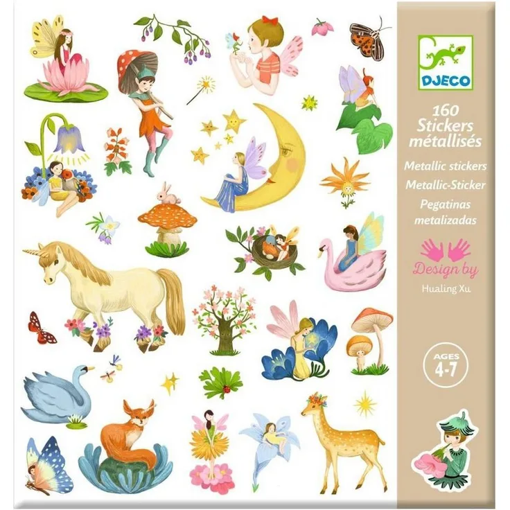 DJECO Sticker 160 DJECO Sticker für Kinder ab 4 Jahren mit tollen Motiven, bunt