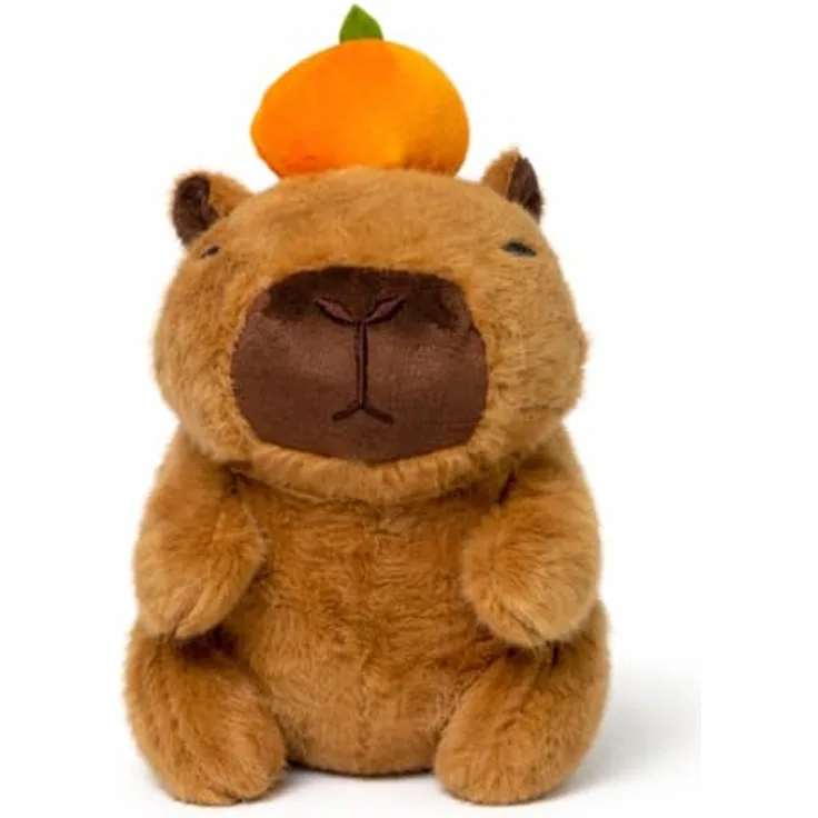 Soma Capybara Kuscheltier 20 cm, Plüschtier mit kleiner Orange, weiches Stofftier für Kinder, niedliches Design