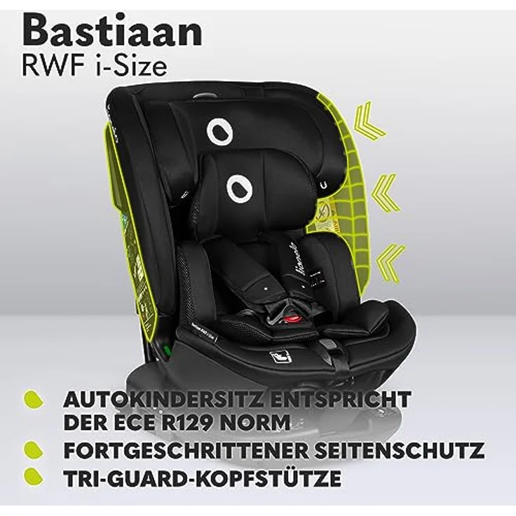 lionelo Autokindersitz Bastiaan RWF i-Size, 4 Sitze in 1/360' drehbare Basis / ISOFIX / Top-Tether, Farbe: variabel – Bild 17