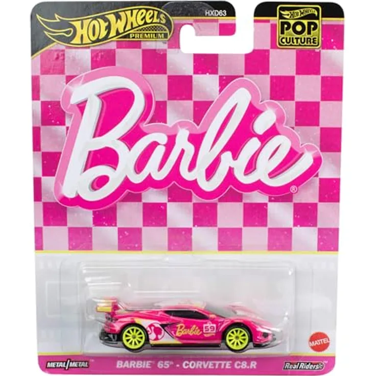 Mattel Hot Wheels Barbie 65th Corvette C8.R HVJ51, Die Cast Modellfahrzeug im Maßstab 1:64, ca. 7 cm lang, Pop Culture Edition