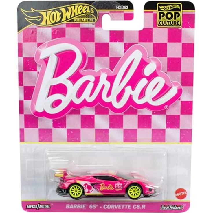 Mattel Hot Wheels Barbie 65th Corvette C8.R HVJ51, Die Cast Modellfahrzeug im Maßstab 1:64, ca. 7 cm lang, Pop Culture Edition – Bild 1
