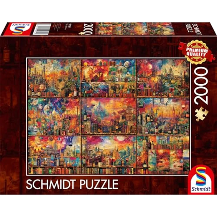 Schmidt Spiele 59745 Genussvolle Auszeit, Auf Reisen mit Büchern und Wein, 2000 Teile Puzzle, Mehrfarbig – Bild 1