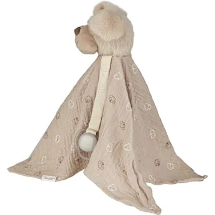 Sterntaler® Schmusetuch Träumli-Set Hund Lucky, Musselin Kuscheltuch mit Befestigungsband und passendem Windeltuch, grau mit allover Print – Bild 4