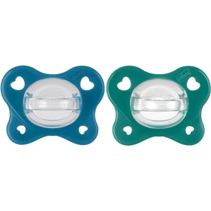 Chicco Dual Soft Silikonschnuller, 16-36 Monate, fördert korrekte Mundentwicklung, unterstützt physiologische Atmung, zweifarbig, Set mit 2 Stück für Jungen – Bild 1