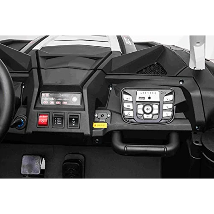 Beneo Elektrisches Kinderauto UTV XXL 24V, schwarz, zweitürig, mit Differenzialmotor, aufblasbaren Gummireifen, gefederten Hinterachsen, Scheibenbremse, Bluetooth und MP3-Player mit USB/SD-Anschluss – Bild 8