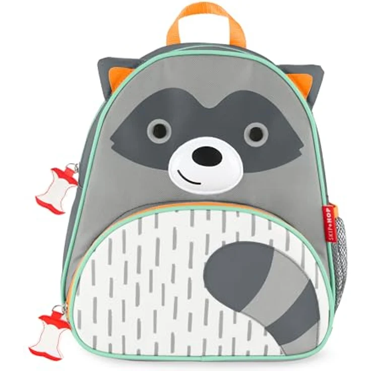 Skip Hop Zoo Kleiner Rucksack - Waschbär, Kindergartenrucksack mit niedlichem Design und praktischer Größe, grau – Bild 2
