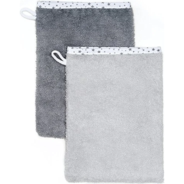Wörner Baby Kapuzenhandtuch/Kapuzentuch 80x80 cm - inkl. Waschlappen - Schadstoffgeprüft nach Öko-Tex Standard 100 / Frottee - 100% Baumwolle - Sternchen Grau – Bild 4
