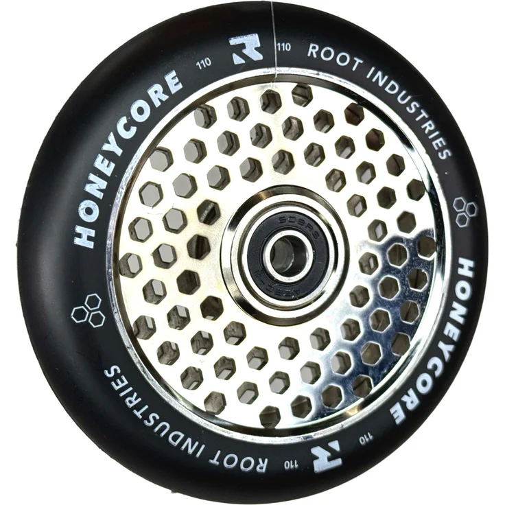 Root Industries Stuntscooter Root Industries Honeycore Stunt-Scooter Rolle 110mm Chrom/PU Schwarz, Leichte Waben Struktur - 200g, Abec 11 Kugellager – Bild 1