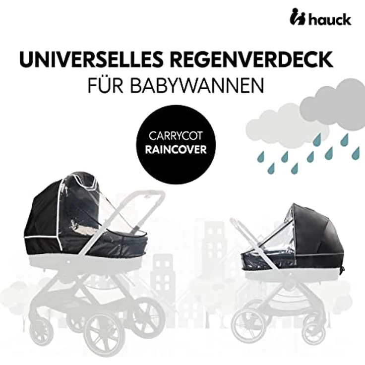 Hauck Universal Regenschutz Kinderwagen Babywanne, Reflektierende Umrandung, Kontakt-Fenster, Gute Luftzirkulation, Einfache Befestigung, Kompatibel mit hauck Runner Serie, Transparent – Bild 2