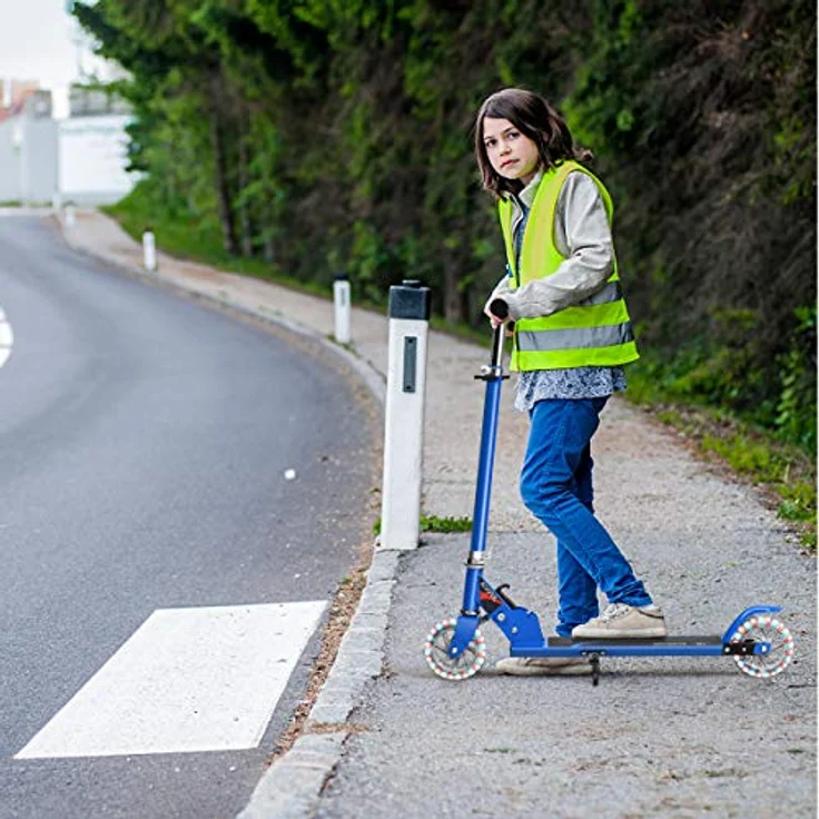 COSTWAY Kinder Roller mit LED Rädern, Cityroller höhenverstellbar, ab 4 Jahre (Blau) – Bild 2