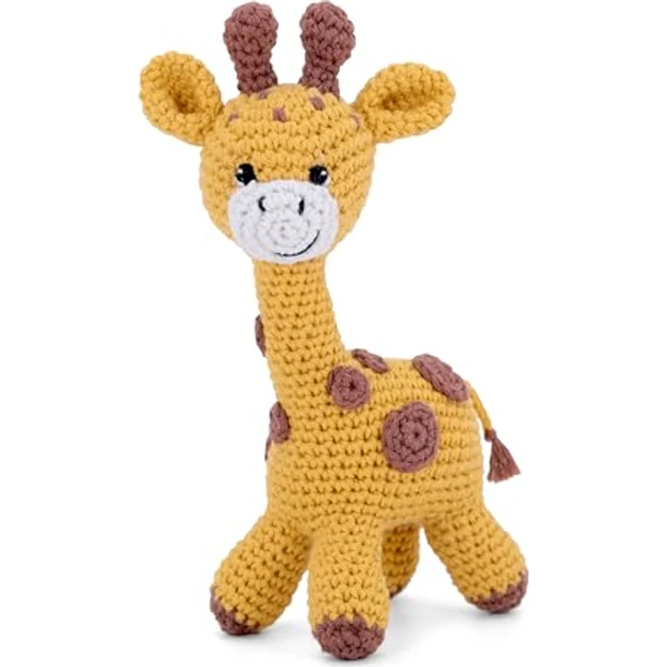 Gründl Häkelset Kuscheltier Giraffe Gina, Esel Eddy, Robbe Robby, Tiger Timmy, 100% Baumwolle in gelb, braun, weiß, inklusive Häkelnadel und Anleitung – Bild 2