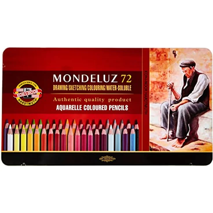 KOH-I-NOOR Mondeluz Aquarell-Buntstifte, 72er Set im Metalletui mit vielfältigen Farbnuancen – Bild 1