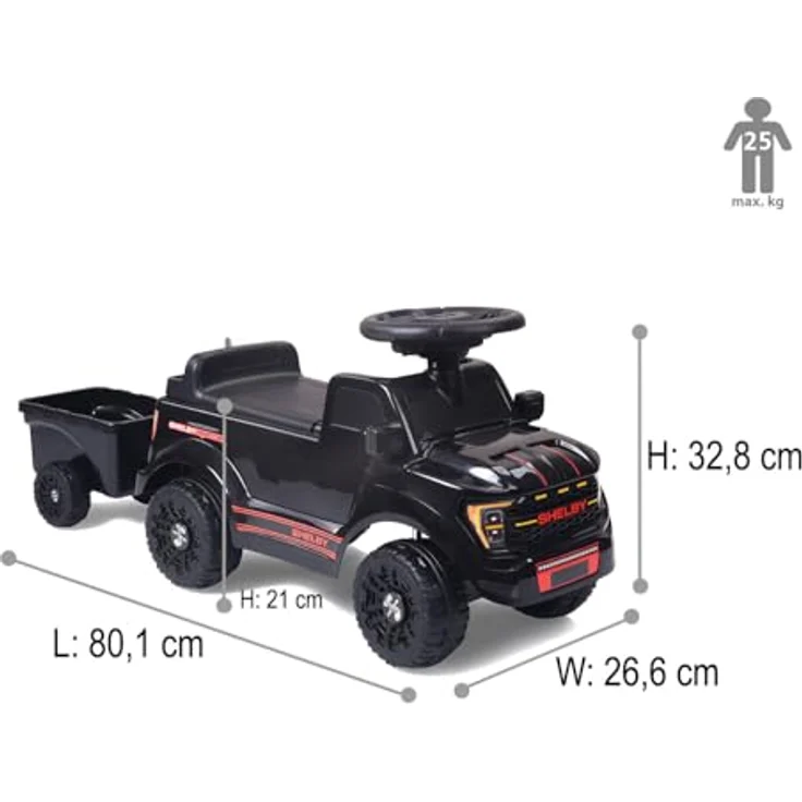 Schwarz Kitchen Rutscher Shelby Ford F-150 Raptor mit Anhänger, schwarz - Robuste Bauweise, fördert motorische Fähigkeiten, geeignet für Innen- und Außenbereich – Bild 3
