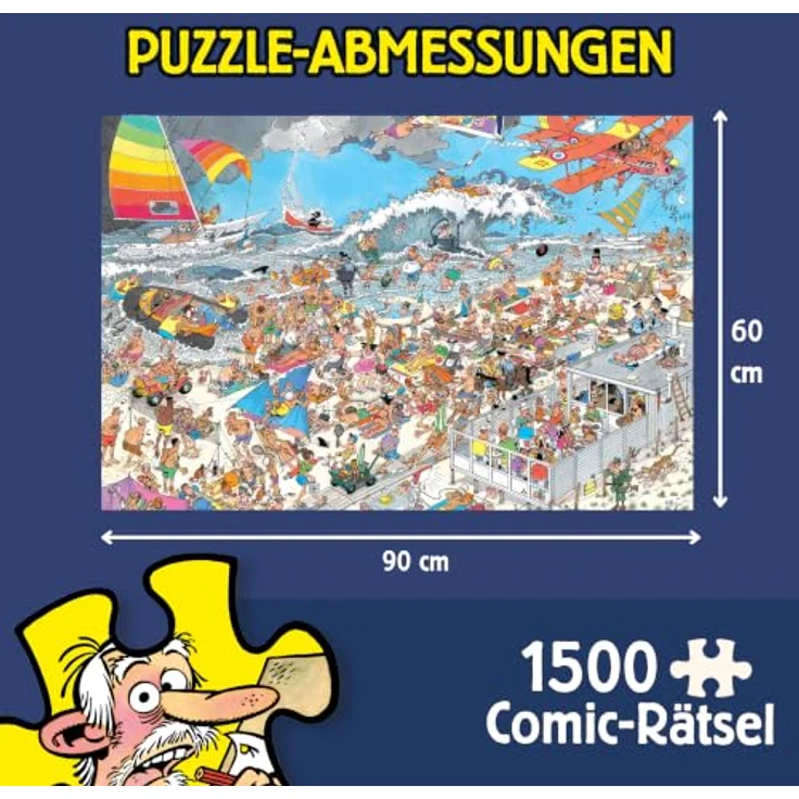 Jan van Haasteren At the Beach, 1500 Teile Comic Puzzle in limitierter Auflage mit detailreicher Strandszene und humorvollen Charakteren – Bild 2