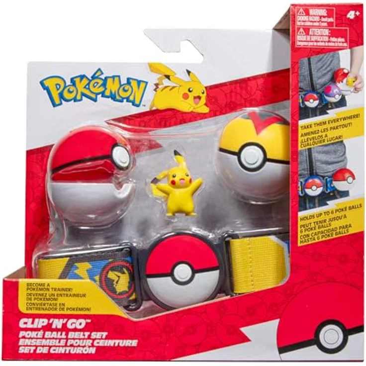 Jazwares Poké Gürtel-Set mit Poké Ball, Level Ball und Pikachu-Figur, Gelb One Size – Bild 1