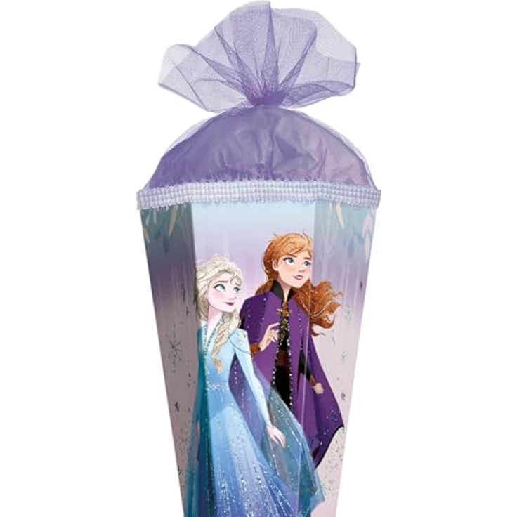 Roth Schultüte Disney Frozen Glitter, eckige Schultüte mit Schutzspitze und Tüllverschluss – Bild 2