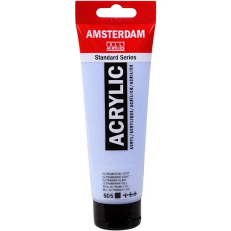 Amsterdam Standard Series Acrylfarbe Ultramarine Light (505) - 120ml Tube, opak, hohe Lichtechtheit, satiniertes Finish, mittlere Viskosität für vielfältige Oberflächen