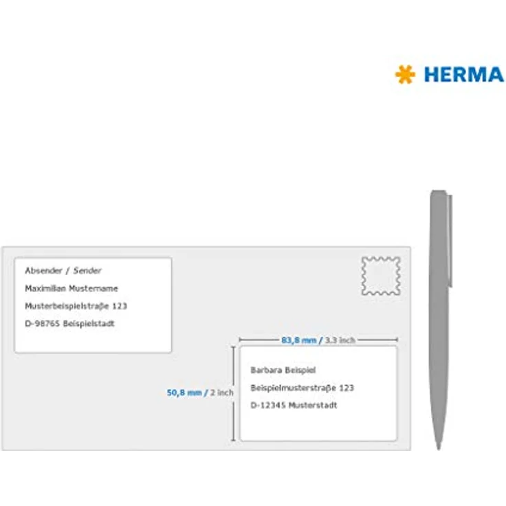 HERMA 8840 Universal Etiketten für Inkjet Drucker DIN A4 (83,8 x 50,8 mm, 25 Blatt, Papier, matt) selbstklebend, bedruckbar, permanent haftende Aufkleber, 250 Klebeetiketten, weiß – Bild 4